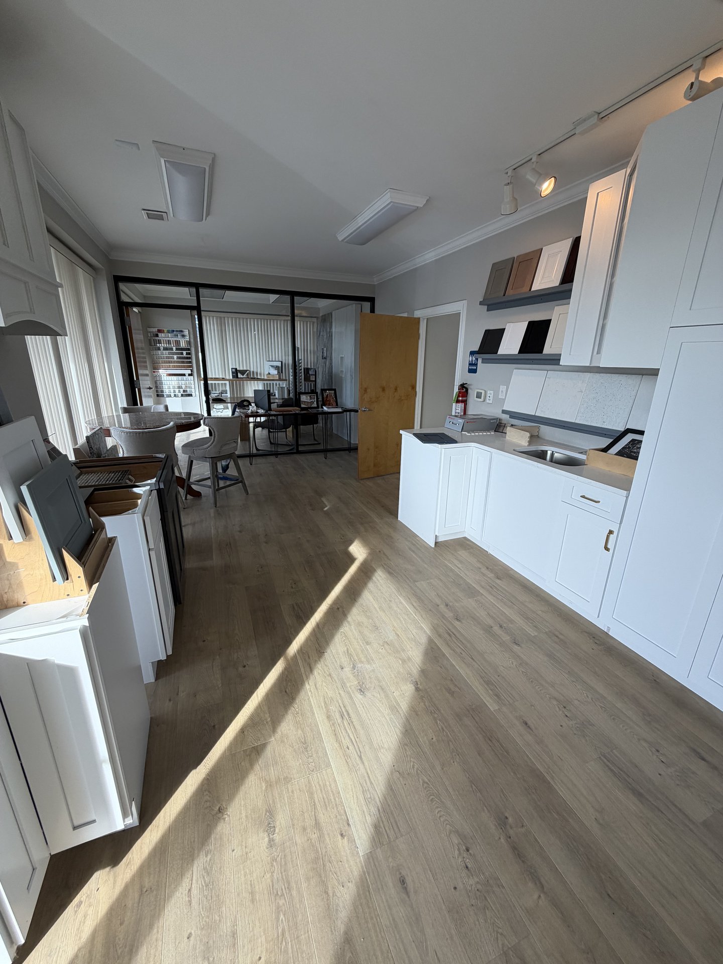 Hatley Construction showroom with cabinet displays and samples